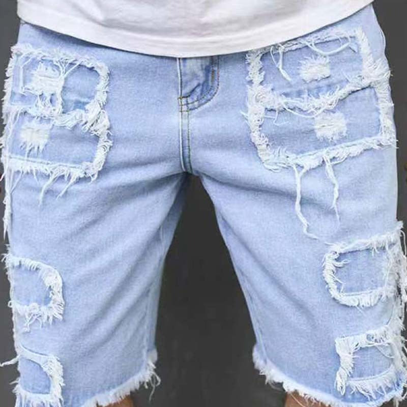 🩳 ¡50 % DE DESCUENTO! 🔥 Pantalones cortos de vaquero rasgados para hombre con detalles de flecos: estilo desenfadado y corte cómodo. Perfectos para los calurosos días de verano, los festivales o un look urbano relajado ☀️