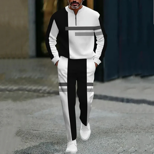 👕 ¡50 % DE DESCUENTO! 🔥 Chándal para hombre con media cremallera y diseño en bloques de color: estilo moderno, corte cómodo y perfecto para el deporte y el tiempo libre 👖