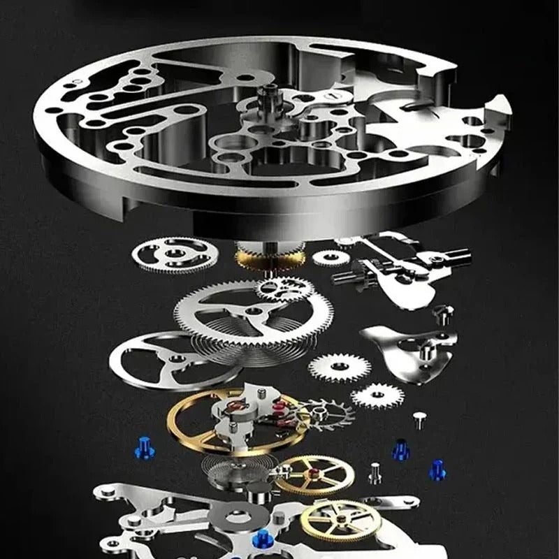 Reloj mecánico automático esqueleto romano para hombre, resistente al agua