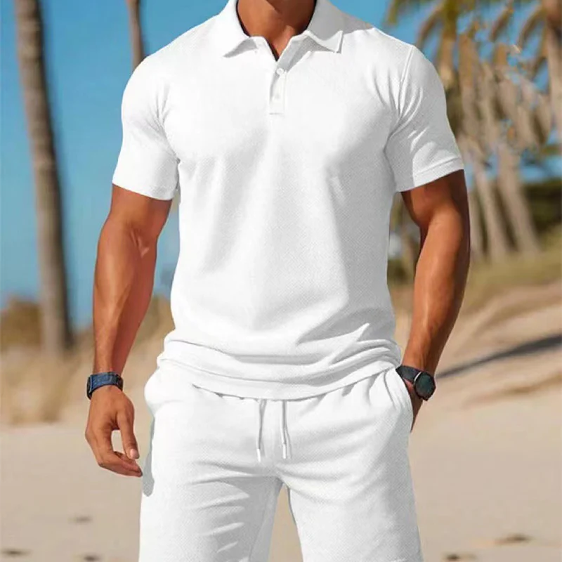 👕 ¡DESCUENTO DEL 50 % POR TIEMPO LIMITADO! ✨ Conjunto de verano para hombre: polo y pantalones cortos, ligero y deportivo ✨
