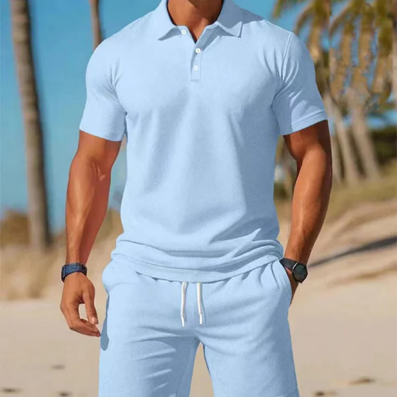 👕 ¡DESCUENTO DEL 50 % POR TIEMPO LIMITADO! ✨ Conjunto de verano para hombre: polo y pantalones cortos, ligero y deportivo ✨