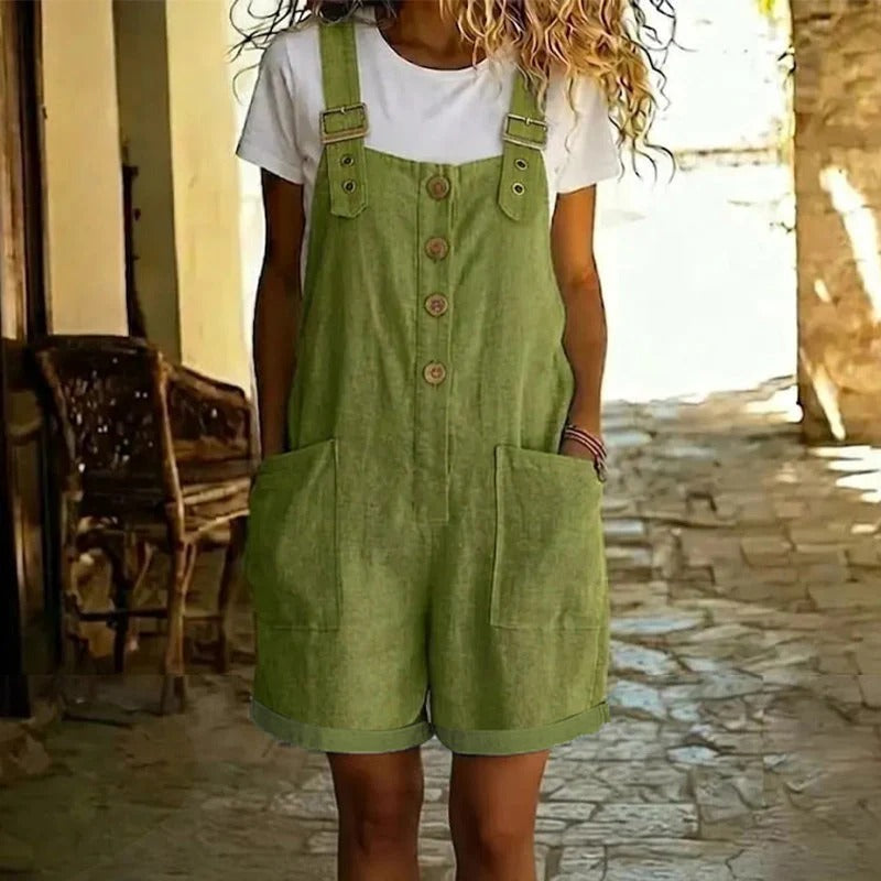 ⏰ 50 % DE DESCUENTO – Solo por tiempo limitado ✨Peto de mujer de algodón y lino 🌿 Corte recto y con bolsillos