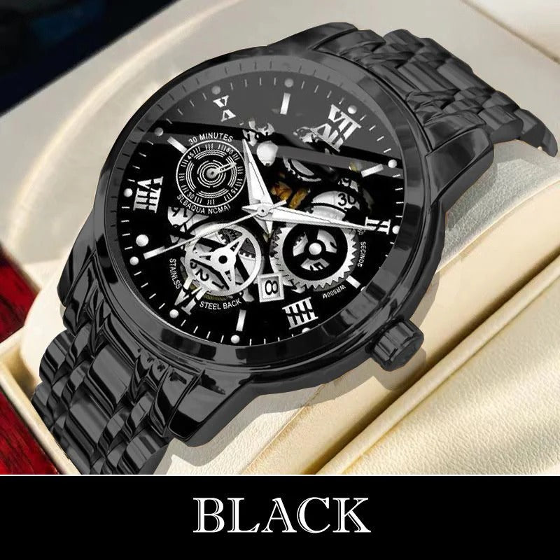 Reloj mecánico automático esqueleto romano para hombre, resistente al agua