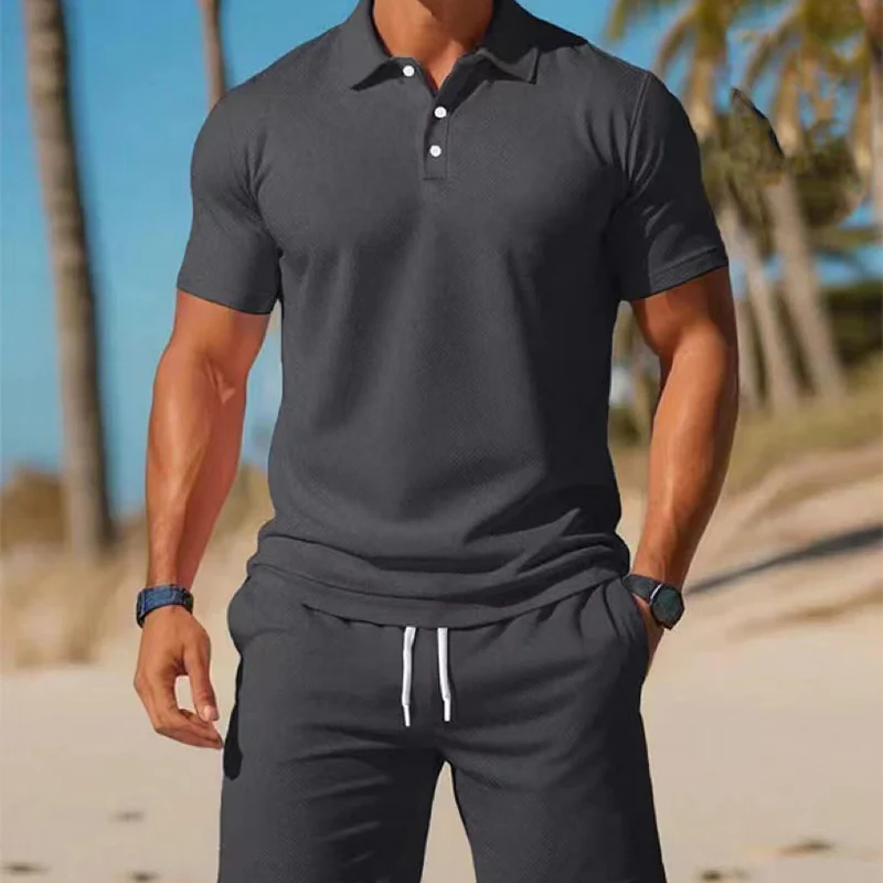 👕 ¡DESCUENTO DEL 50 % POR TIEMPO LIMITADO! ✨ Conjunto de verano para hombre: polo y pantalones cortos, ligero y deportivo ✨